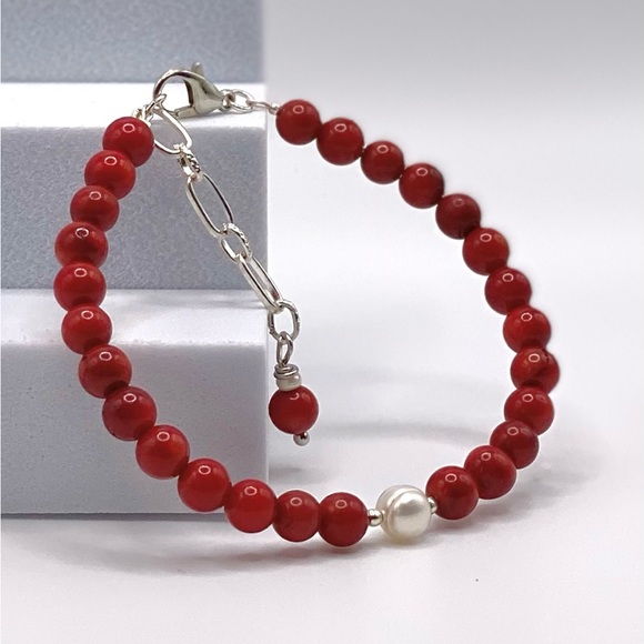 Genuine Red Coral With Freshwater Pearl - Picture 8 of 13